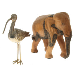 "Eléphant" en bois sculpté, H 34 x L 33 