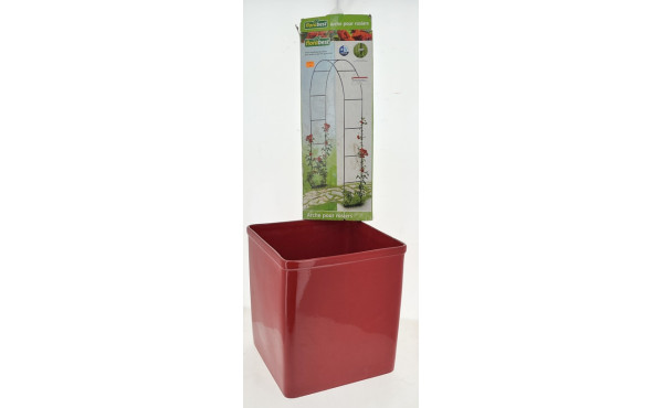 Cache-pot en céramique rouge, H 37 x L 3