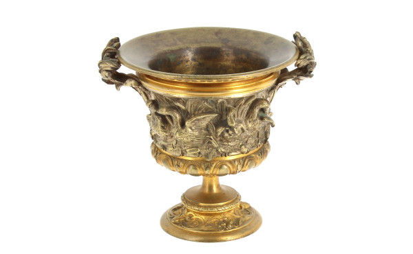 Vase forme Médicis en bronze en 2 tons, 