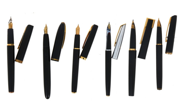 6 stylos encre vintage plumes or 18 cts