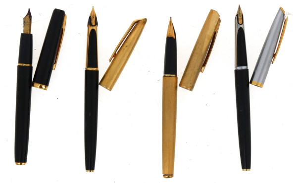 4 stylos encre vintage avec plumes or