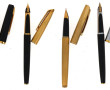 4 stylos encre vintage avec plumes or