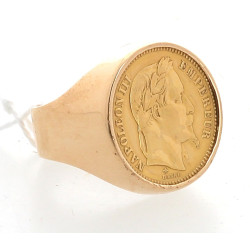 Chevalière en or jaune 18 carats, poinço