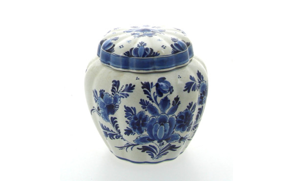 DELFT - Pot couvert en faïence à décor f