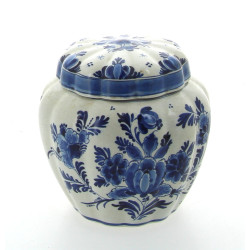 DELFT - Pot couvert en faïence à décor f