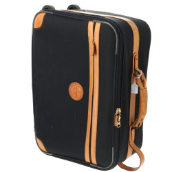 LANCEL - Valise en toile noire et cuir, 