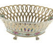 Coupe navette en porcelaine blanche et o