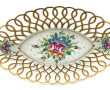 Coupe navette en porcelaine blanche et o