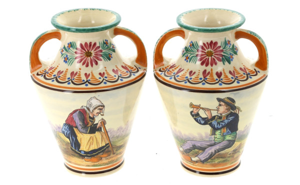 HB Quimper - Paire de vases en faïence p