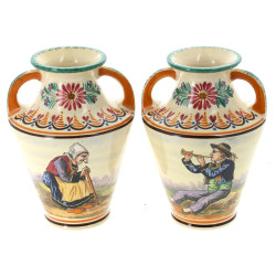 HB Quimper - Paire de vases en faïence p