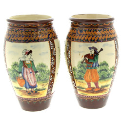 HB QUIMPER - Paire de vases en faïence p