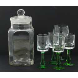 Lot comprenant un bocal ancien en verre 