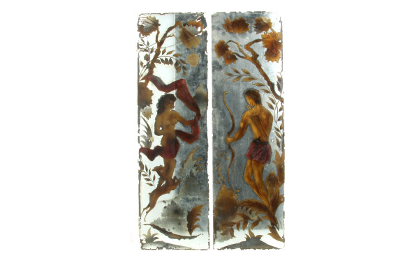 Série de 3 miroirs "églomisés" d'un même