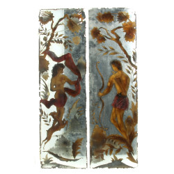 Série de 3 miroirs "églomisés" d'un même