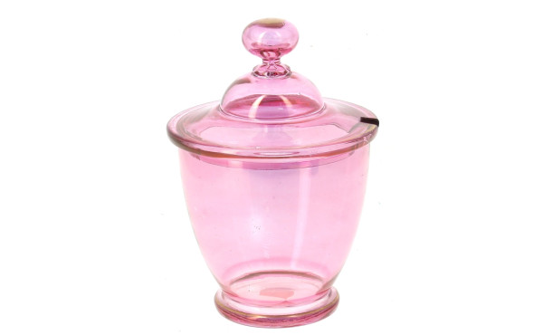 Confiturier ancien en cristal rose et fi