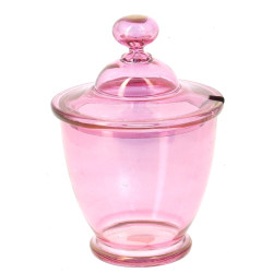Confiturier ancien en cristal rose et fi