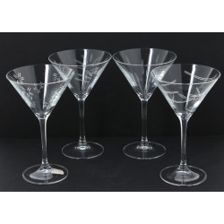 4 verres à cocktail en cristal gravé, H 