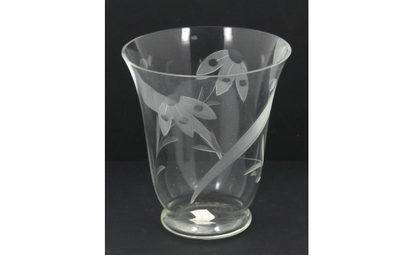 Vase années 50 en verre gravé en partie 