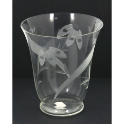 Vase années 50 en verre gravé en partie 
