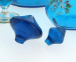 Service verre d'eau en verre bleu émaill