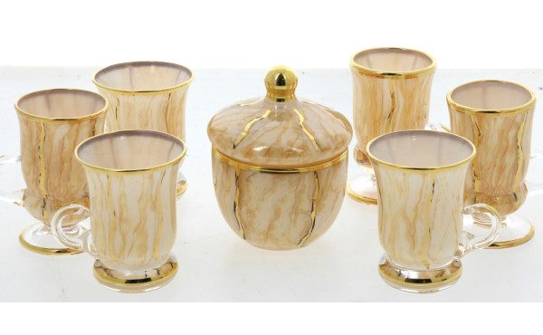 6 tasses à café (2 tailles) et un sucrie