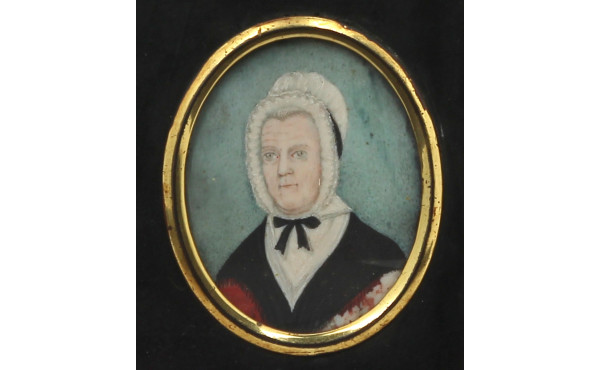"Portrait de femme", miniature XIXème pe