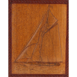 VOILIER en mer - Panneau en bois sculpté