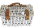 Panier à pic nic en osier blanc contenan