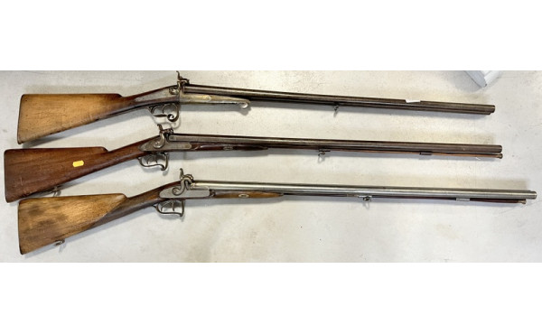 Lot de trois fusils de chasse XIXe à pe