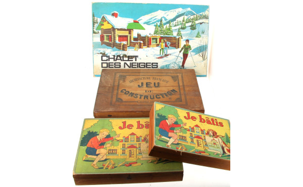 Lot de 4 jeux de construction en bois, c