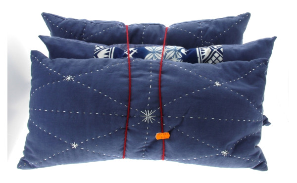 Lot de 3 coussins bleus 25 x 50 cm déhou