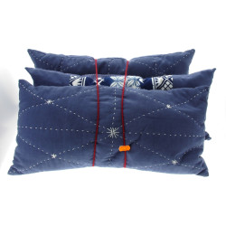 Lot de 3 coussins bleus 25 x 50 cm déhou