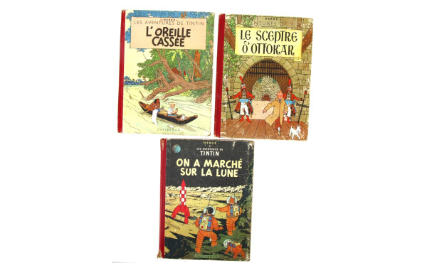 TINTIN - Lot de 3 BD dos rouge du débu