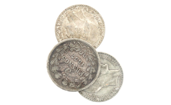Lot de 3 pièces argent : 2 p de 20 F Tur