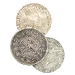 Lot de 3 pièces argent : 2 p de 20 F Tur