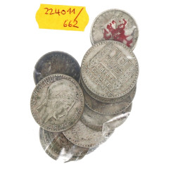 France, lot de pièces en argent : 9 pièc