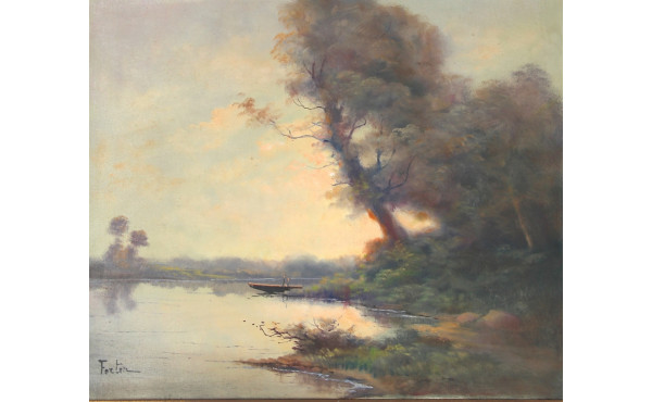 FORTIN (Xxème) "Paysages avec barques", 