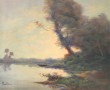 FORTIN (Xxème) "Paysages avec barques", 