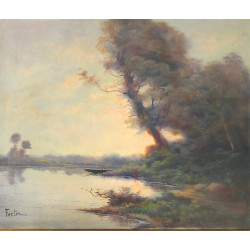 FORTIN (Xxème) "Paysages avec barques", 