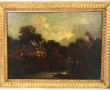 Ecole XIXème "Paysage animé au pont", hu