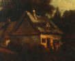 Ecole XIXème "Paysage animé au pont", hu