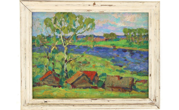 Ecole russe Xxème "Paysage de campagne",