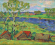 Ecole russe Xxème "Paysage de campagne",