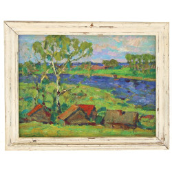 Ecole russe Xxème "Paysage de campagne",