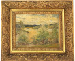"Paysage de campagne", huile sur carton,