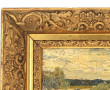 "Paysage de campagne", huile sur carton,