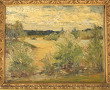 "Paysage de campagne", huile sur carton,