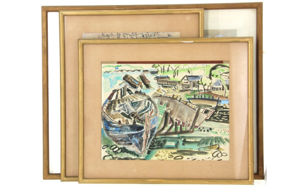 J. LE ROUX "La cale de Trévignon", aquar