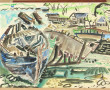 J. LE ROUX "La cale de Trévignon", aquar