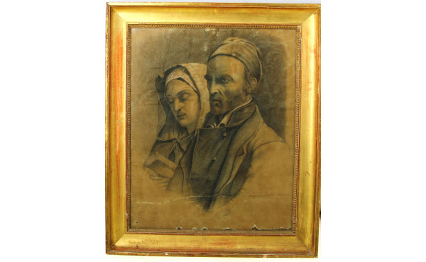 J.JOLY (XIXème) "Portraits d'un couple",